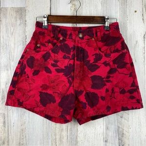 Michael G. | Vintage Flower Red Rose High Wasted Shorts